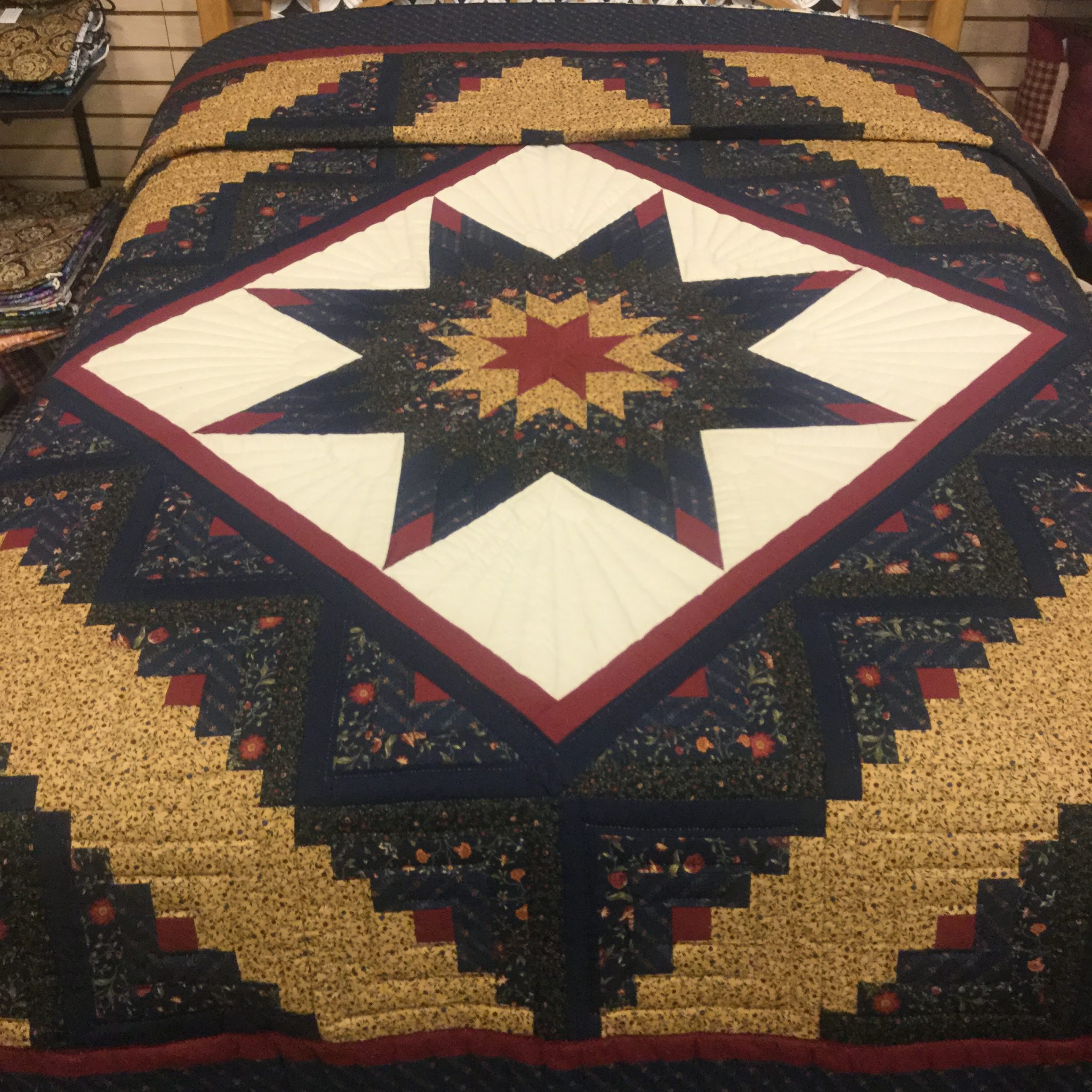 Log Cabin Lone Star Quilt-Queen ~ Family Farm Handcrafts